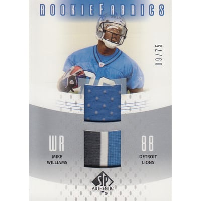 2005 SP Authentic Rookie Fabrics Silver Double #RFMW Mike Williams