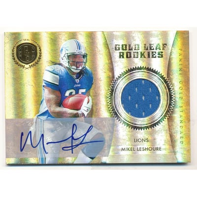 2011 Panini Gold Standard Gold Leaf Rookies Materials Autographs #17 Mikel Leshoure