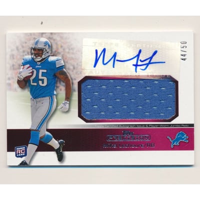 2011 Topps Precision Rookie Jumbo Relic Autographs Red #RAJRML Mikel Leshoure