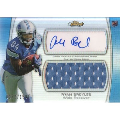 2012 Finest Jumbo Jersey Autographs Refractors #AJRRB Ryan Broyles/1500