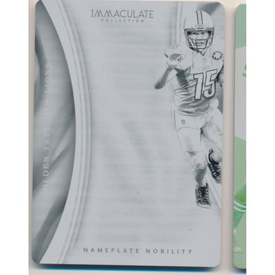 2017 Immaculate Collection Nameplate Nobility Plates and Patches Printing Plates Black #100 Golden Tate III