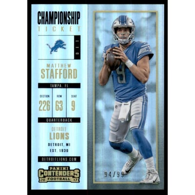 2017 Panini Contenders Championship Ticket #28 Matthew Stafford