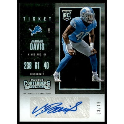 2017 Panini Contenders Playoff Ticket #149 Jarrad Davis AU/49