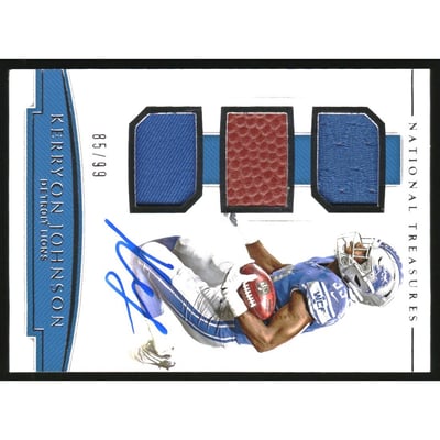 2018 Panini National Treasures Rookie NFL Gear Signature Trios #15 Kerryon Johnson/99
