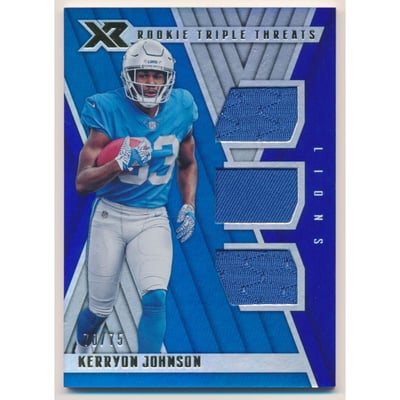 2018 Panini XR Rookie Triple Threats Materials Blue #17 Kerryon Johnson