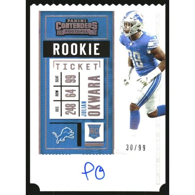 2020 Panini Contenders Rookie Ticket Stub #178A Julian Okwara AU/99