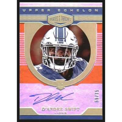2020 Panini Plates and Patches Rookie Upper Echelon Autographs Orange #8 D'Andre Swift/75