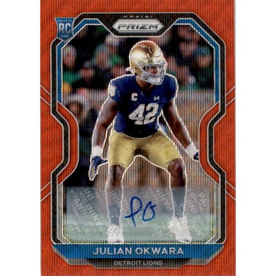 2020 Panini Prizm Rookie Autographs Prizms Red Wave #361 Julian Okwara