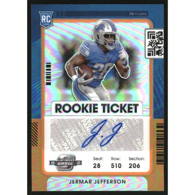 2021 Panini Contenders Optic Orange #190 Jermar Jefferson AU