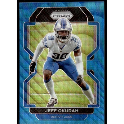 2021 Panini Prizm Prizms Blue Wave #153 Jeff Okudah