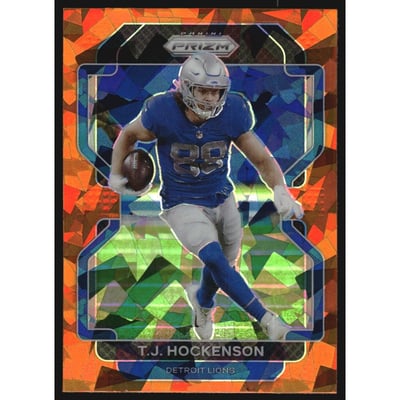 2021 Panini Prizm Prizms Orange Ice #147 T.J. Hockenson