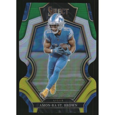 2022 Select Prizm Green and Yellow Die Cut #133 Amon-Ra St. Brown