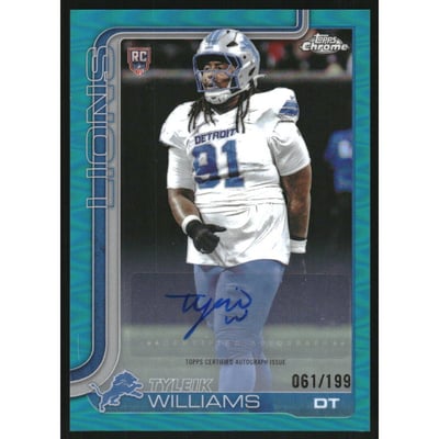 2025 Topps Chrome Rookie Autographs Aqua Refractors #RATW Tyleik Williams