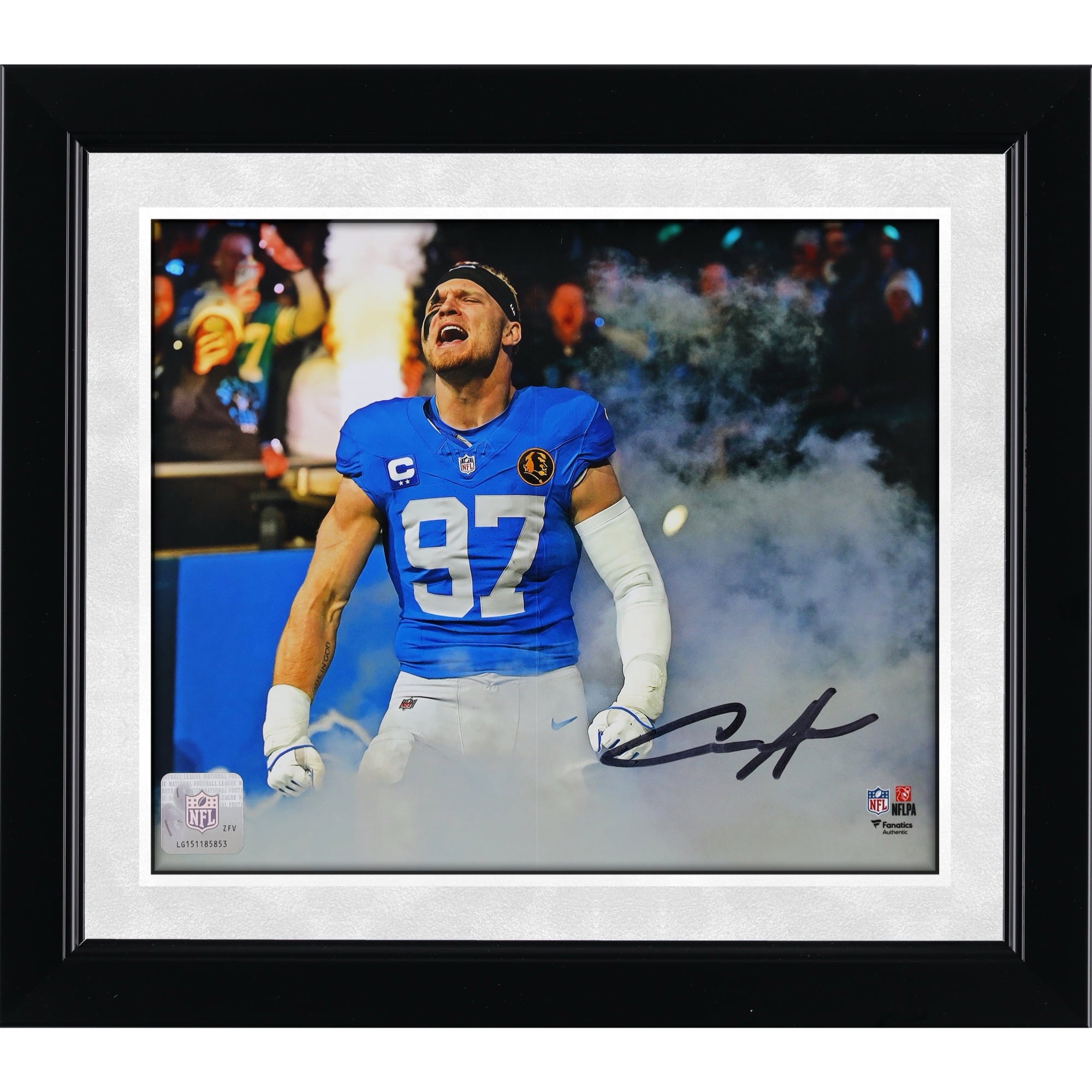 Aidan Hutchinson Detroit Lions Autographed 8" x 10" Smoke Entrance Spotlight Photograph