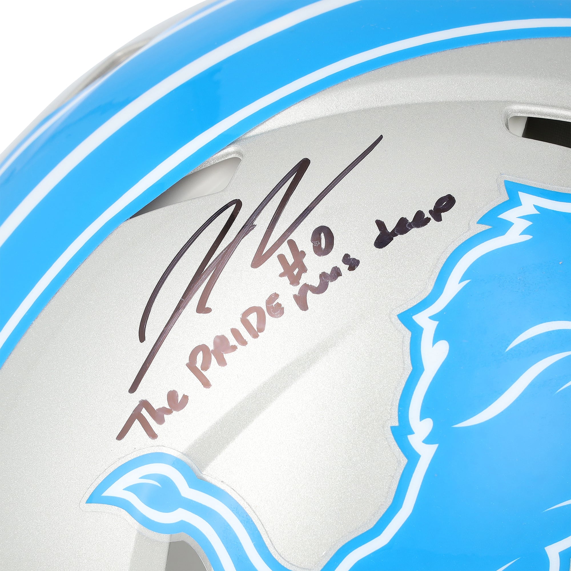 Barry Sanders & Jahmyr Gibbs Detroit Lions Autographed Riddell Speed Authentic Helmet with "The Pride Runs Deep" Inscription