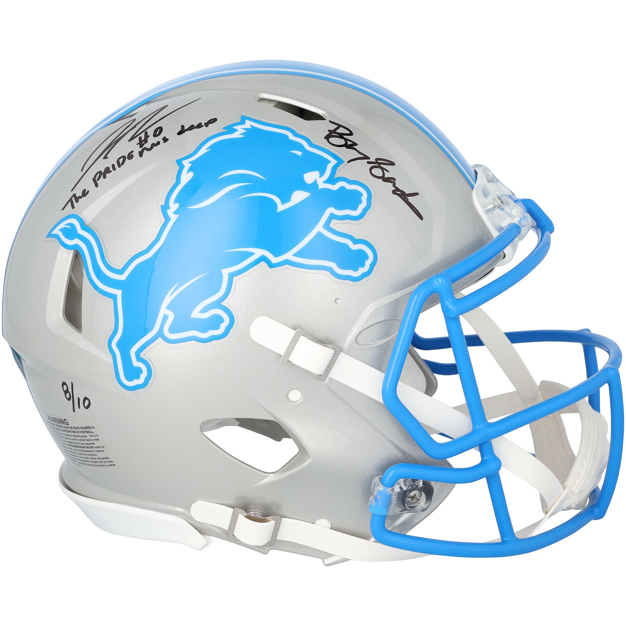 Barry Sanders & Jahmyr Gibbs Detroit Lions Autographed Riddell Speed Authentic Helmet with "The Pride Runs Deep" Inscription