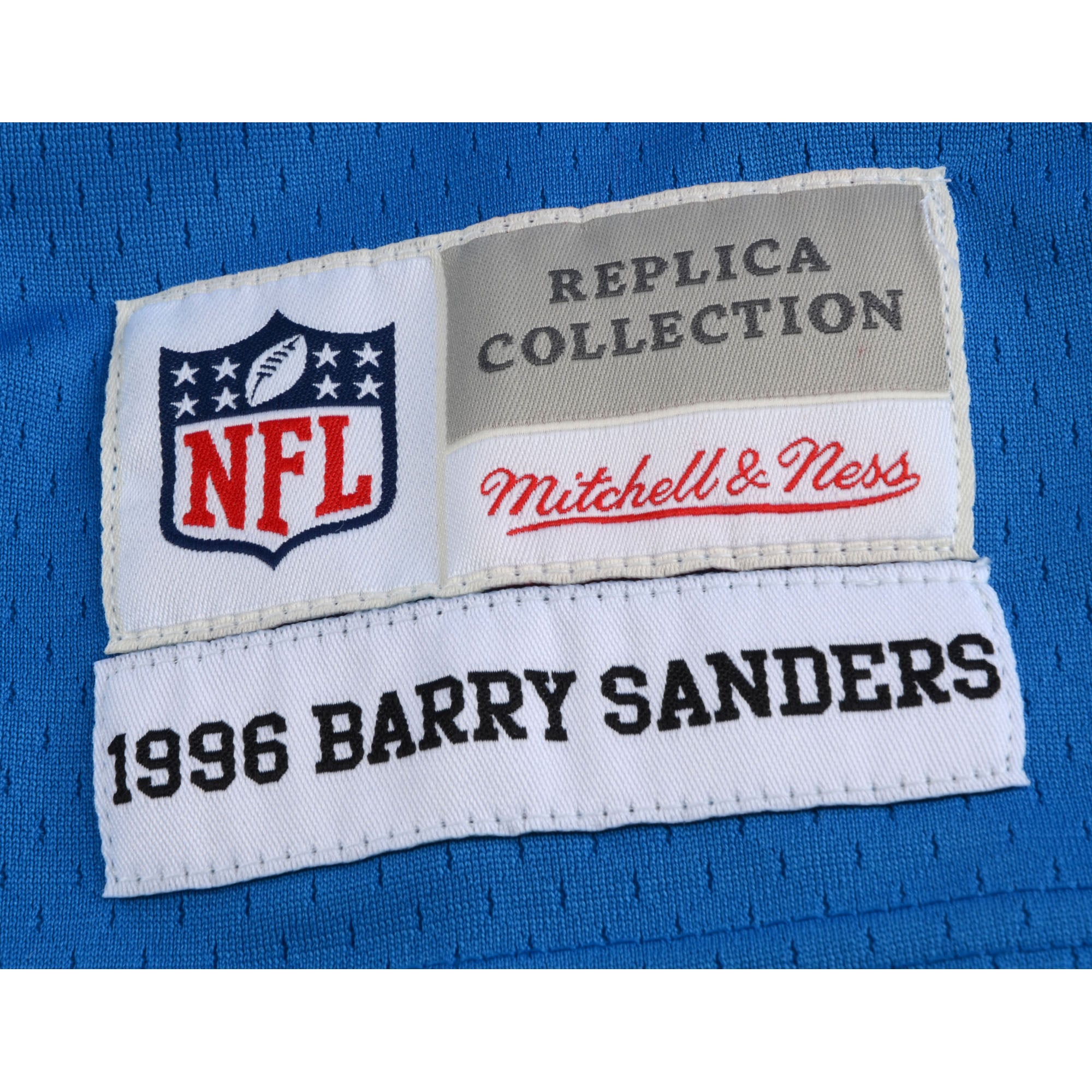 Barry Sanders Detroit Lions Autographed Blue Mitchell & Ness Replica Jersey with "HOF 2004" Inscription