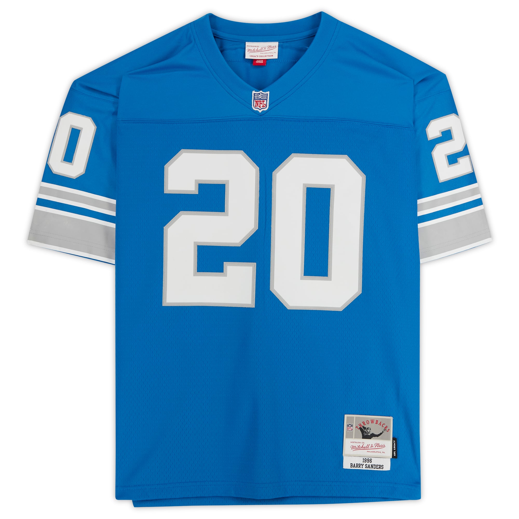 Barry Sanders Detroit Lions Autographed White Mitchell & Ness Replica Jersey with "HOF 04" Inscription