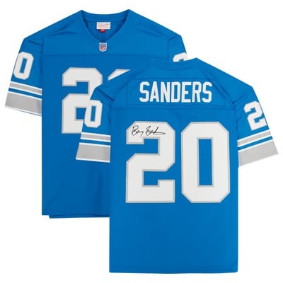 Barry Sanders Detroit Lions Fanatics Authentic Autographed Blue Mitchell & Ness Replica Jersey