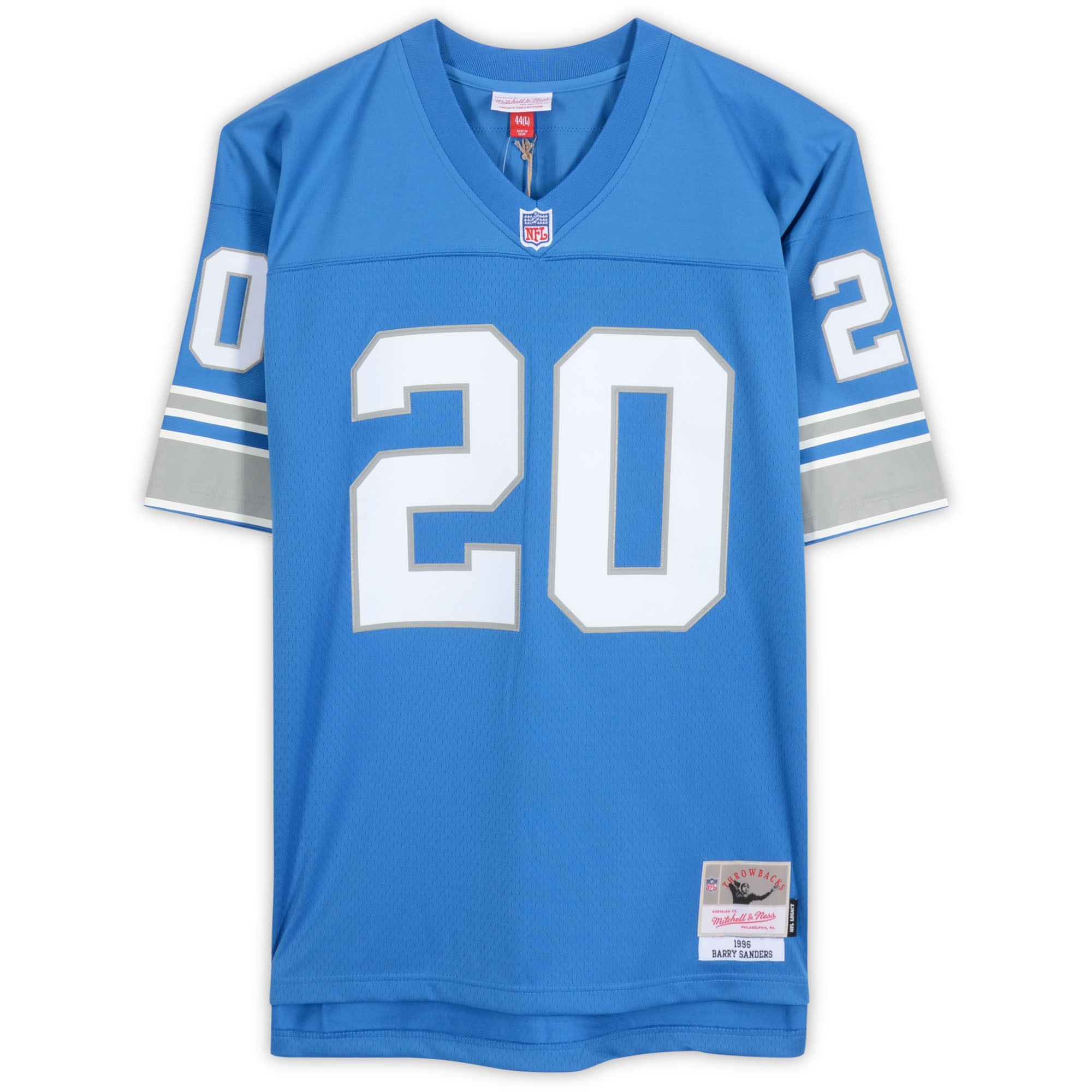 Barry Sanders Detroit Lions Autographed Mitchell & Ness Blue Replica Jersey with "Lion King" Inscription