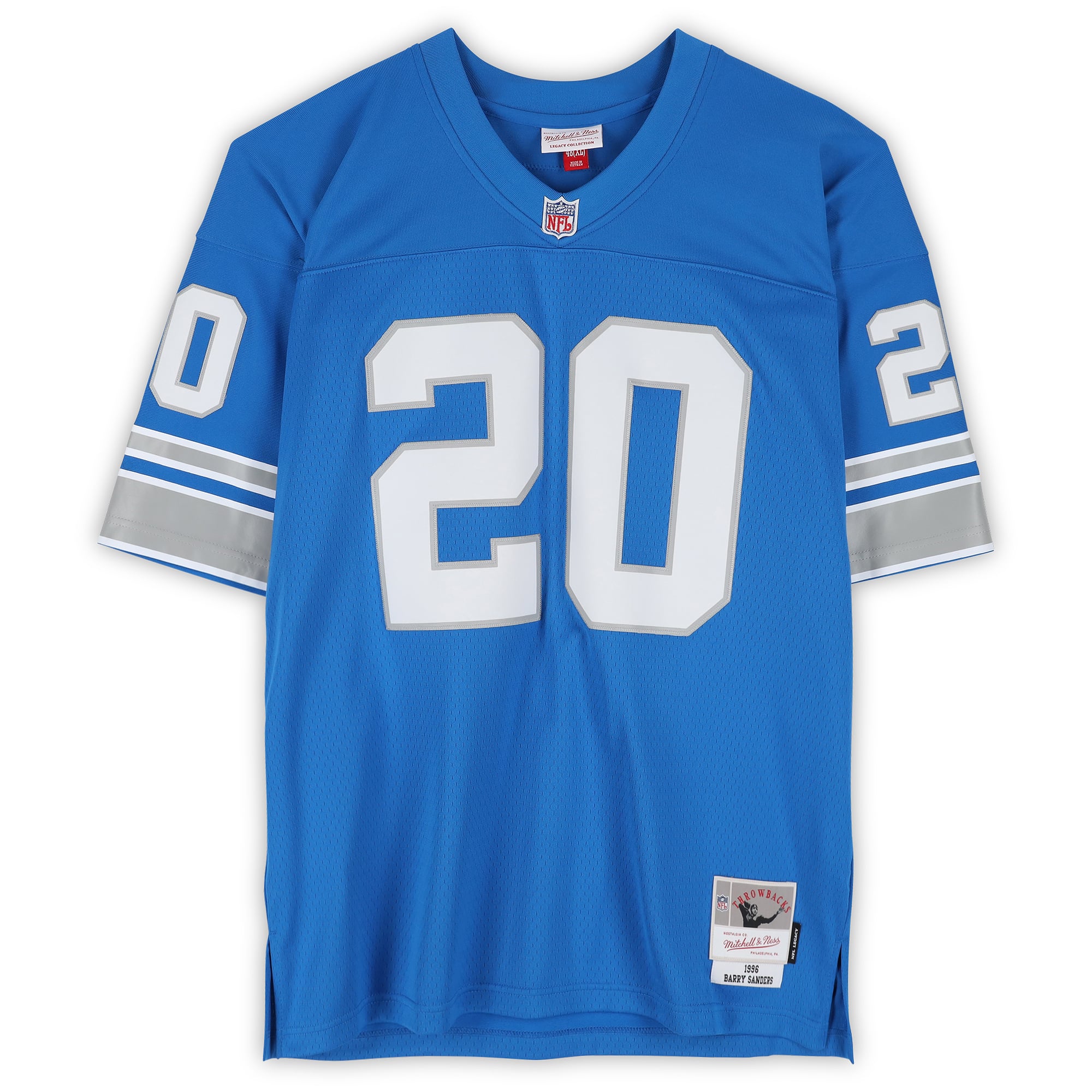 Barry Sanders Detroit Lions Autographed Mitchell & Ness Blue Replica Jersey with "Lion King" Inscription