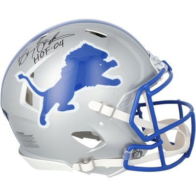 Barry Sanders Detroit Lions Autographed Fanatics Authentic Riddell 1983-2002 Throwback Speed Authentic Helmet with "HOF 04" Inscription