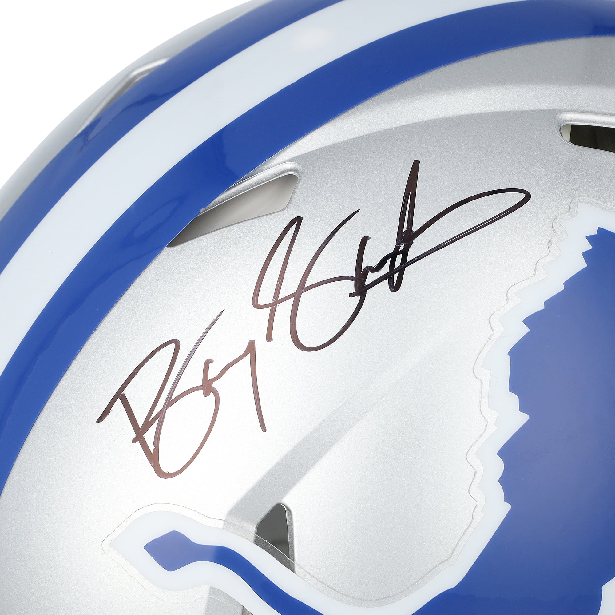 Casque Riddell Speed ​​Authentic rétro 1983-2002 autographié par Barry Sanders (Detroit Lions) avec inscription « Le Roi Lion »