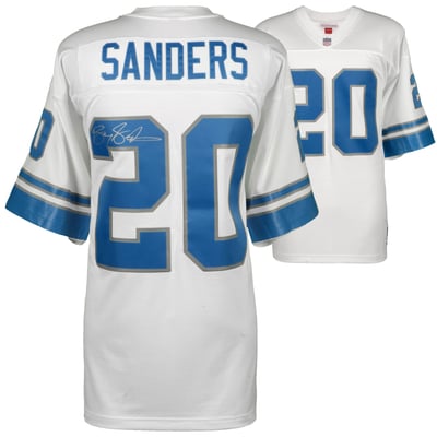 Barry Sanders Detroit Lions Fanatics Authentic Autographed White Mitchell & Ness Replica Jersey