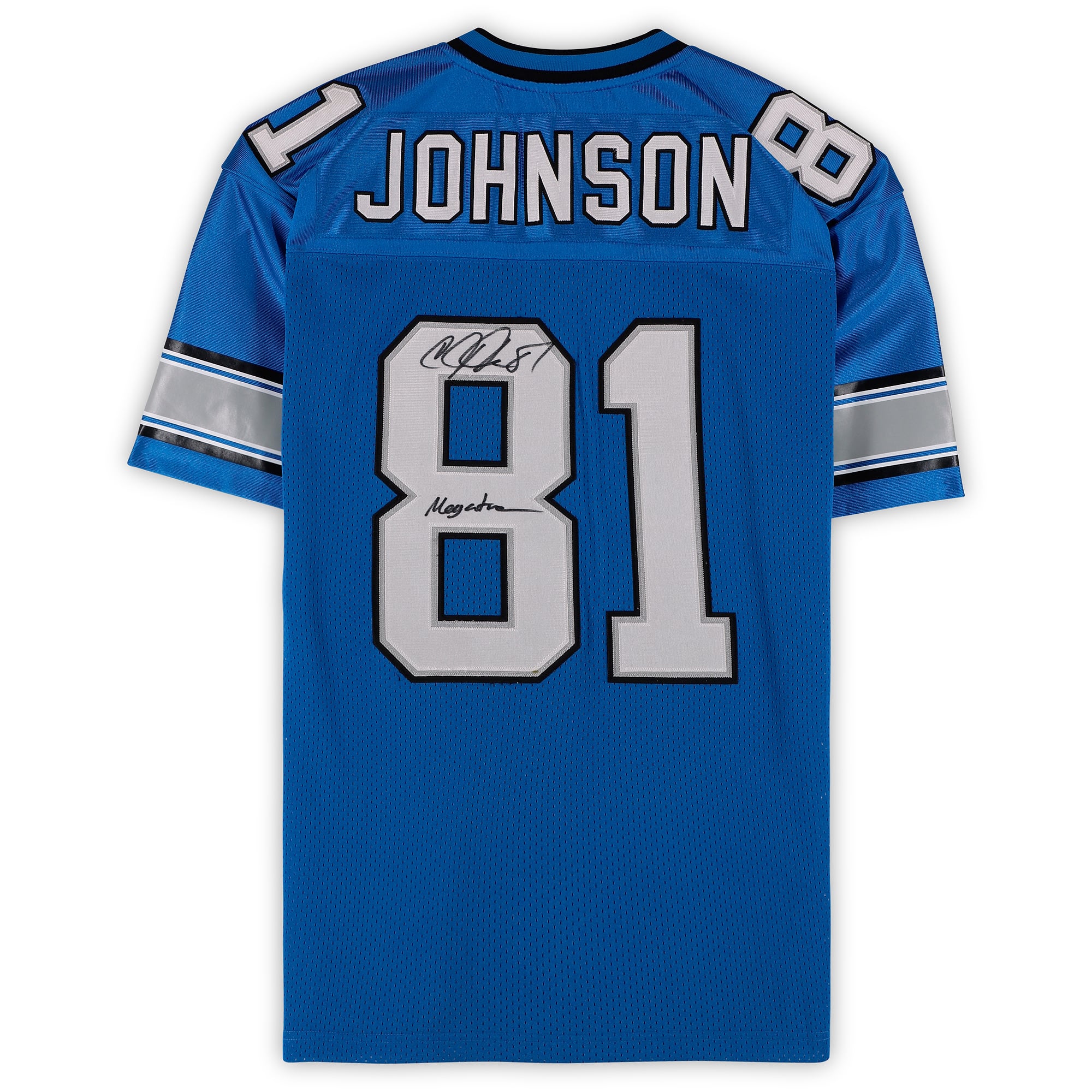 Calvin Johnson Detroit Lions Autographed Blue Mitchell & Ness 2007 Authentic Jersey with "Megatron" Inscription