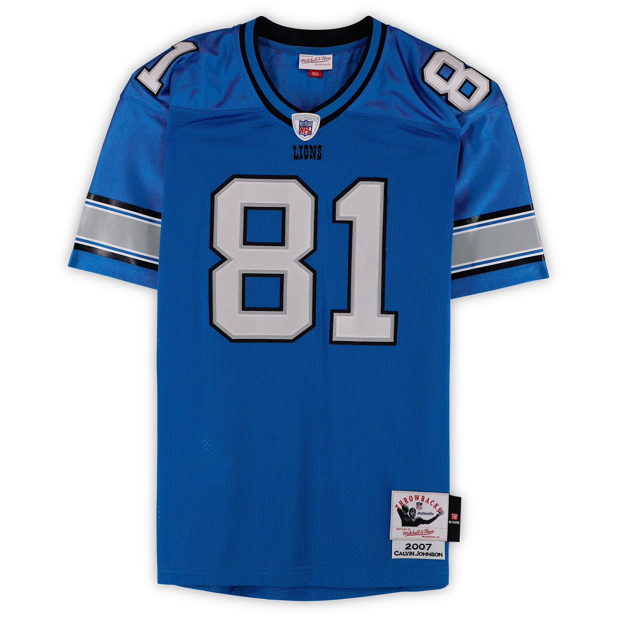 Calvin Johnson Detroit Lions Autographed Blue Mitchell & Ness 2007 Authentic Jersey with "Megatron" Inscription