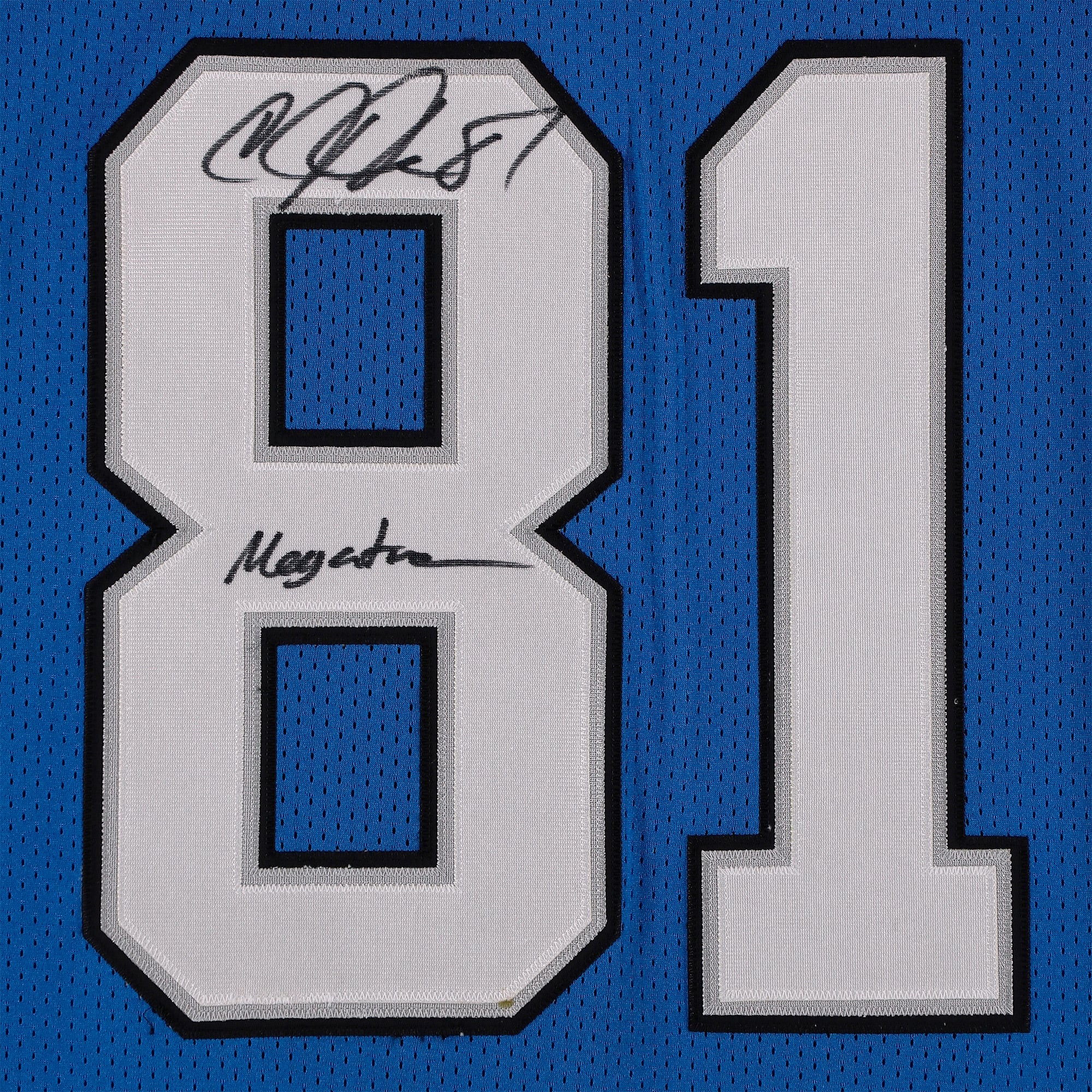 Calvin Johnson Detroit Lions Autographed Blue Mitchell & Ness 2007 Authentic Jersey with "Megatron" Inscription