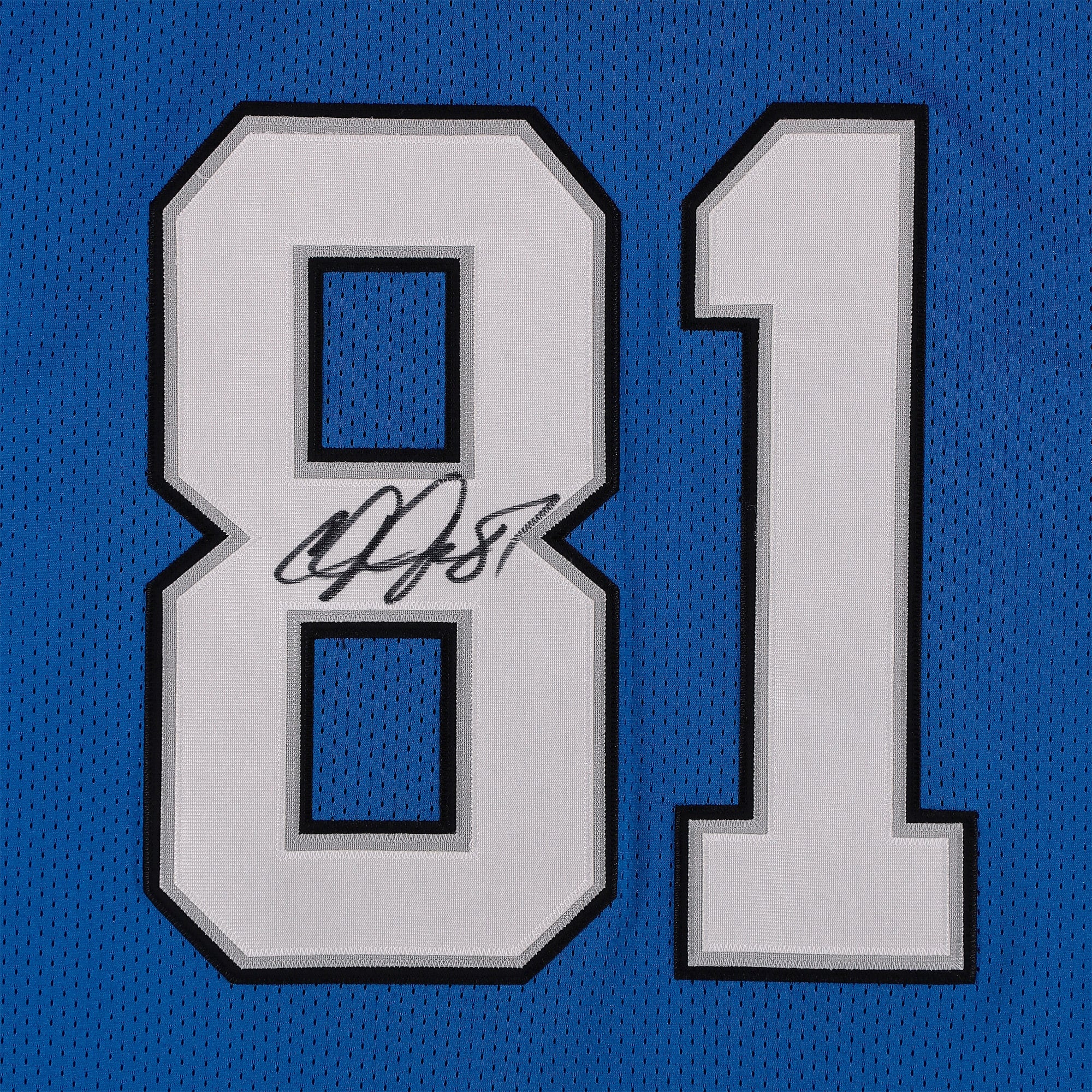 Maillot authentique bleu Mitchell & Ness 2007 autographié par Calvin Johnson des Lions de Detroit