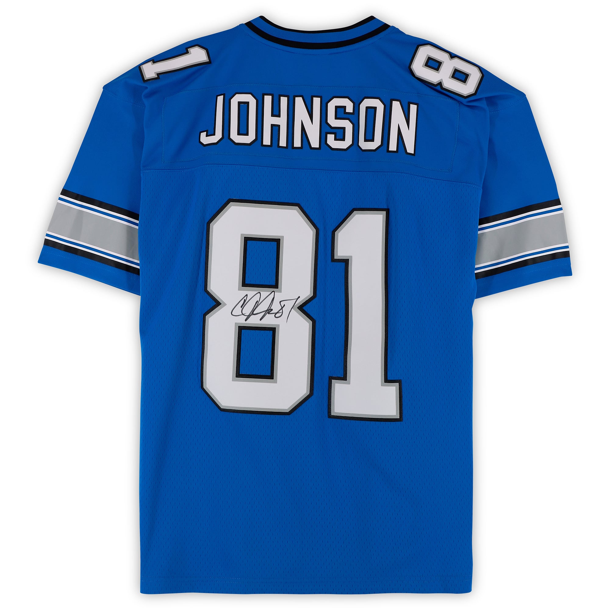 Maillot réplique bleu Mitchell & Ness 2007 autographié par Calvin Johnson des Lions de Detroit