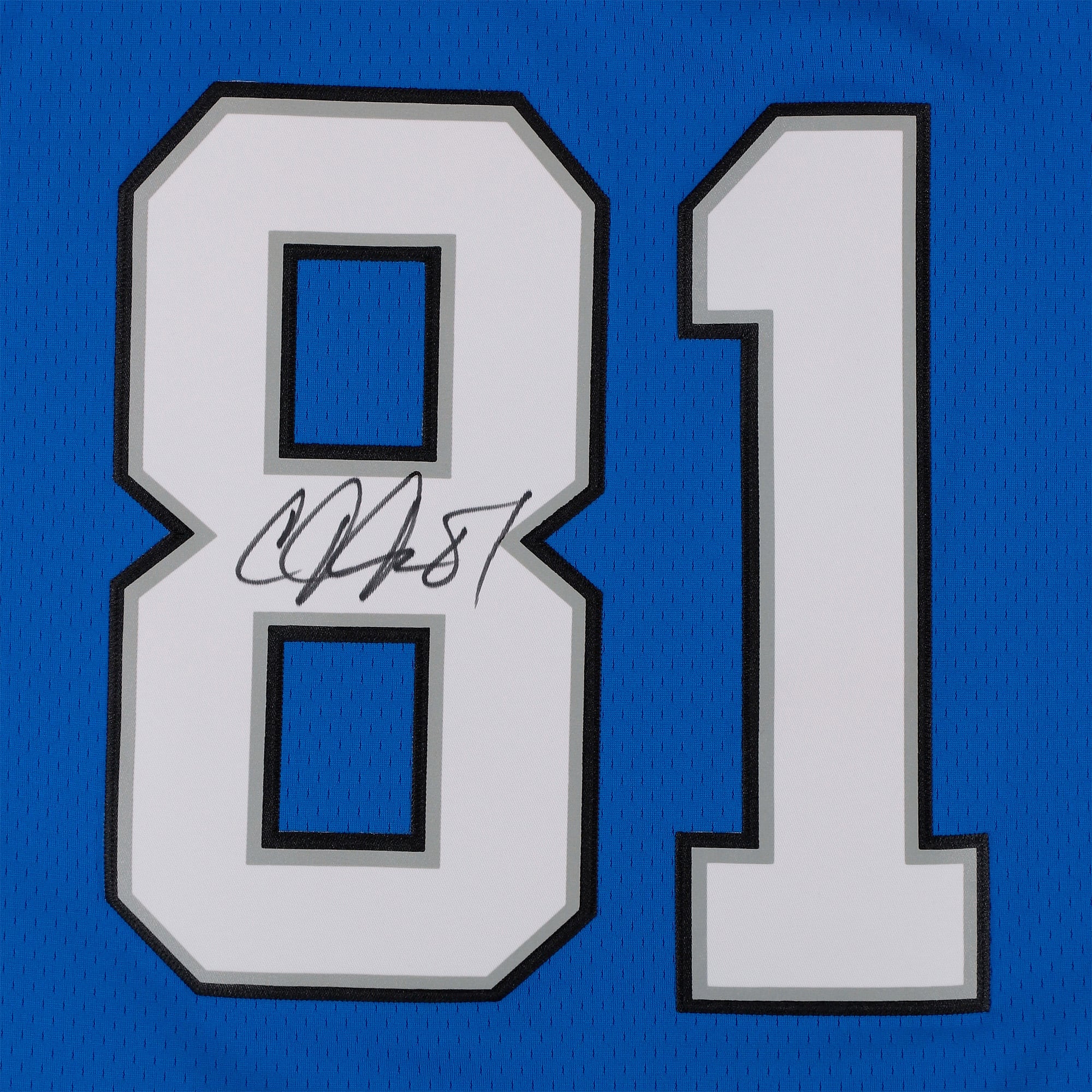 Maillot réplique bleu Mitchell & Ness 2007 autographié par Calvin Johnson des Lions de Detroit
