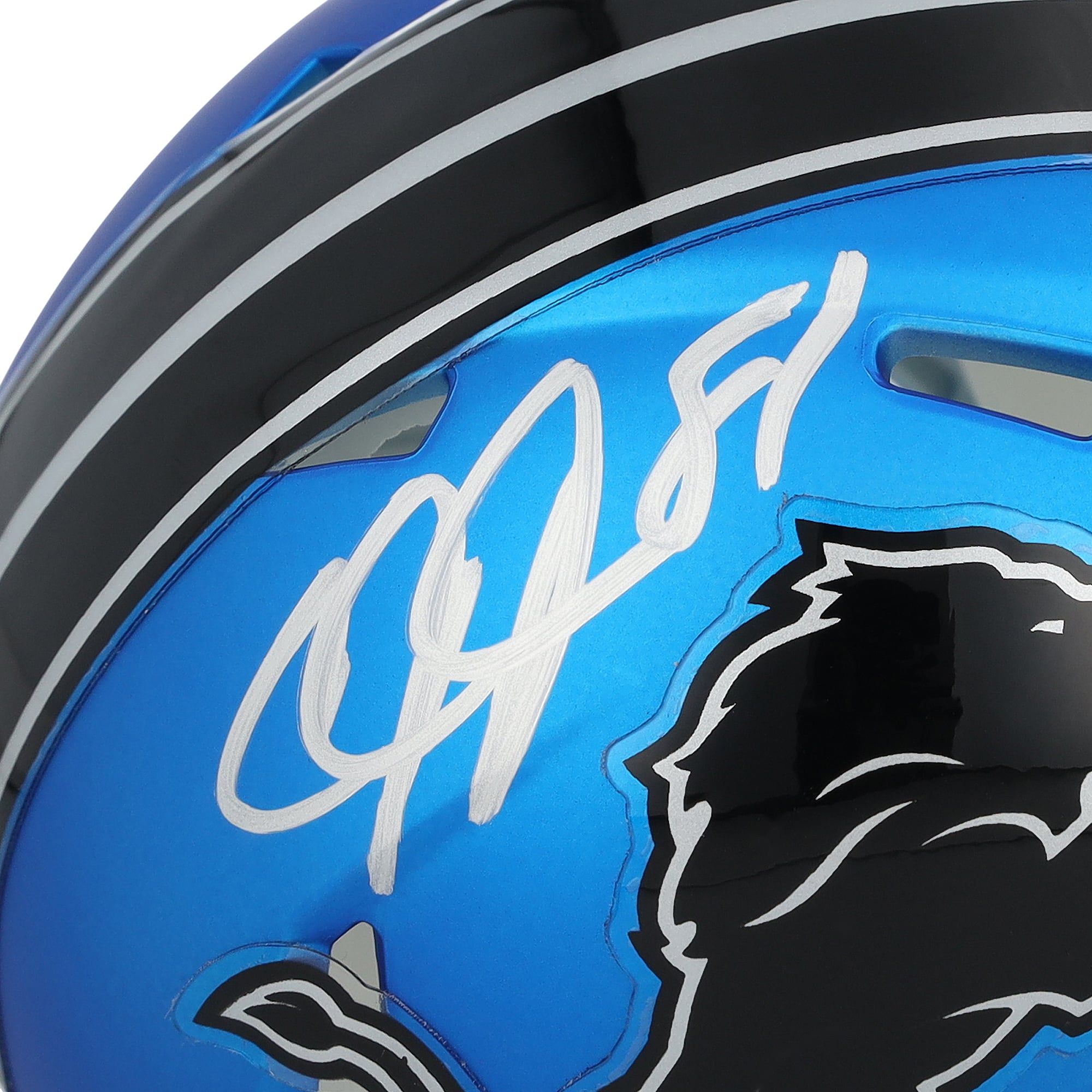 Mini-casque Riddell 2024 Alternate Speed ​​autographié par Calvin Johnson (Detroit Lions)