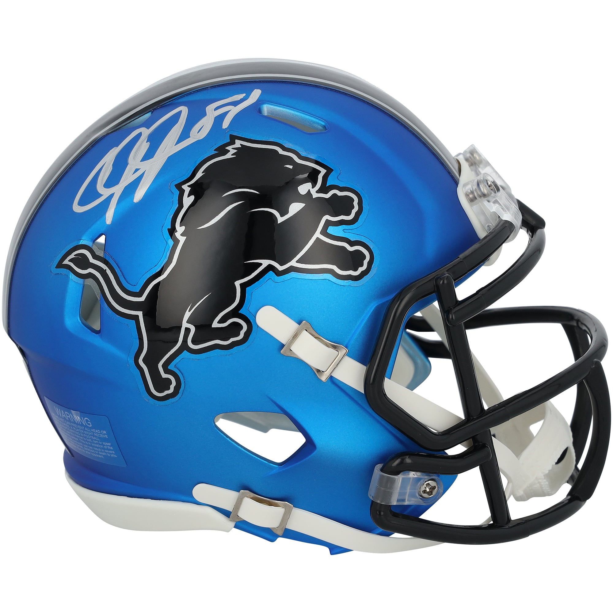 Mini-casque Riddell 2024 Alternate Speed ​​autographié par Calvin Johnson (Detroit Lions)