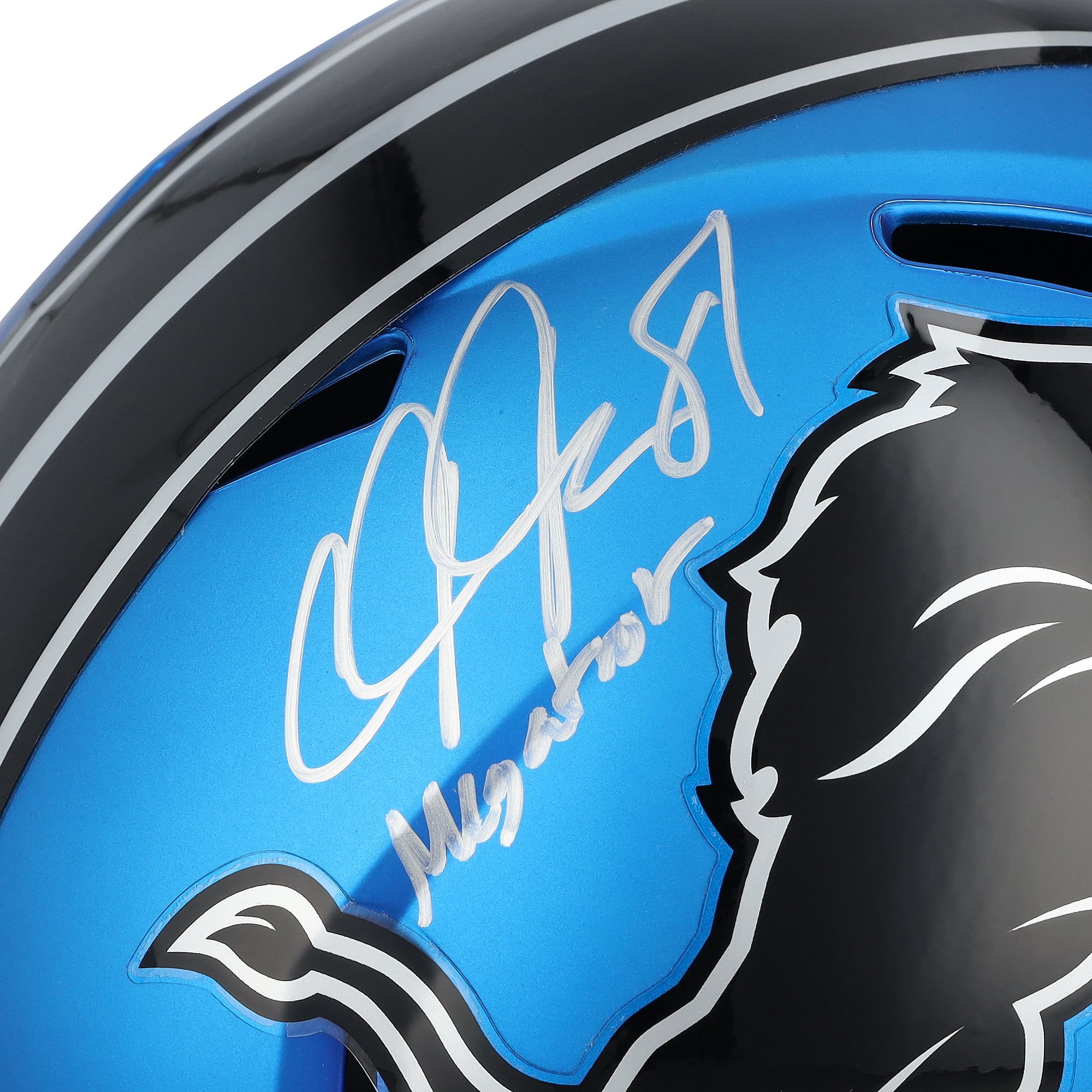 Casque réplique Riddell 2024 Alternate Speed ​​autographié par Calvin Johnson (Detroit Lions) avec inscription « Megatron »