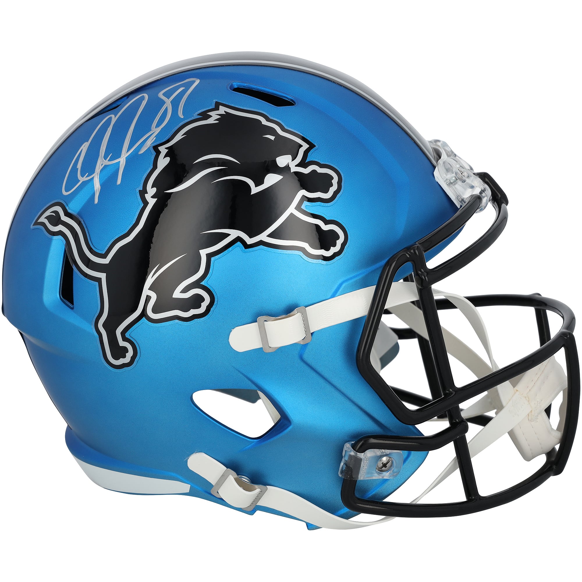 Casque réplique Riddell 2024 Alternate Speed ​​autographié par Calvin Johnson (Detroit Lions)