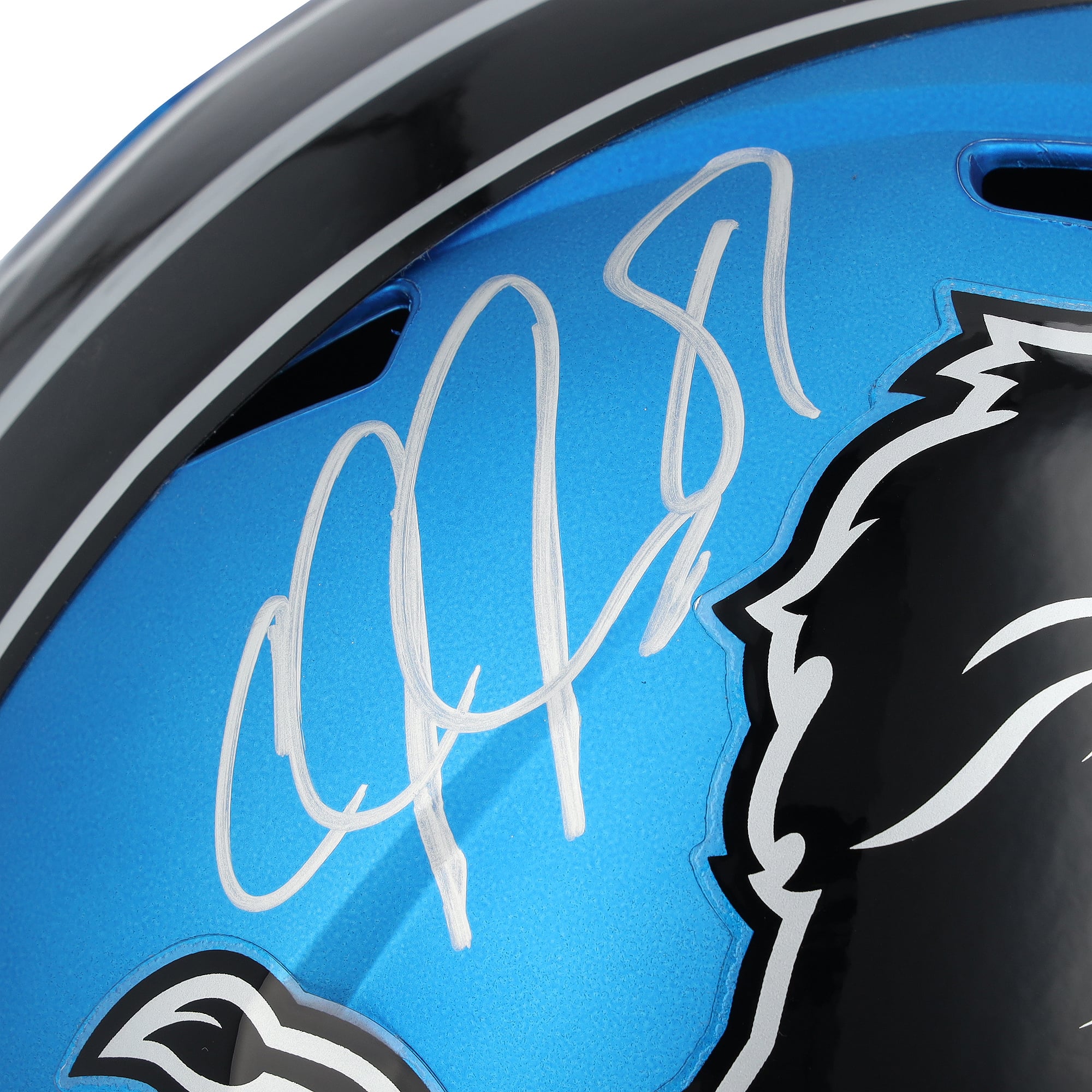 Casque réplique Riddell 2024 Alternate Speed ​​autographié par Calvin Johnson (Detroit Lions)