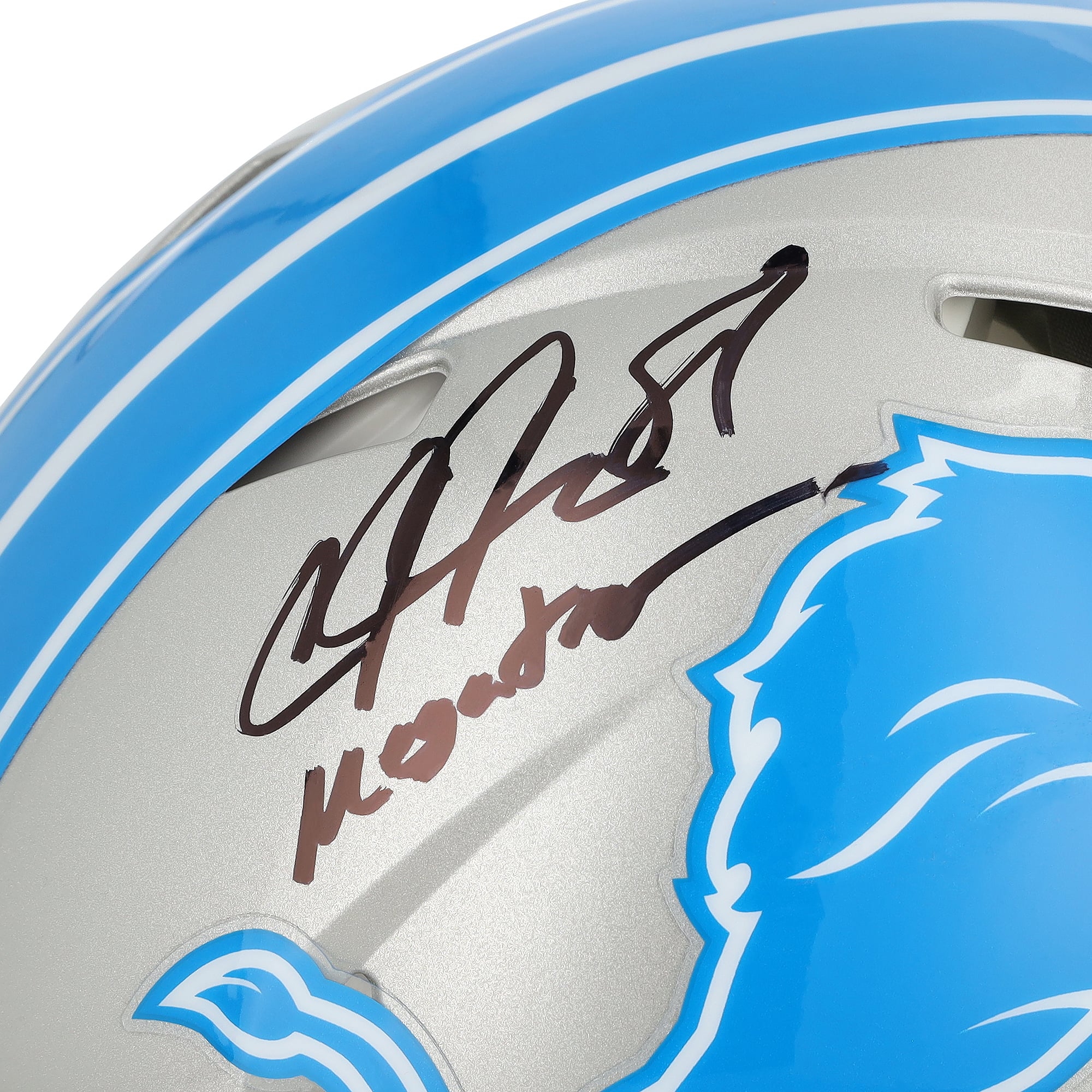 Casque Riddell Speed ​​Authentic 2024 autographié par Calvin Johnson (Detroit Lions) avec inscription « Megatron »