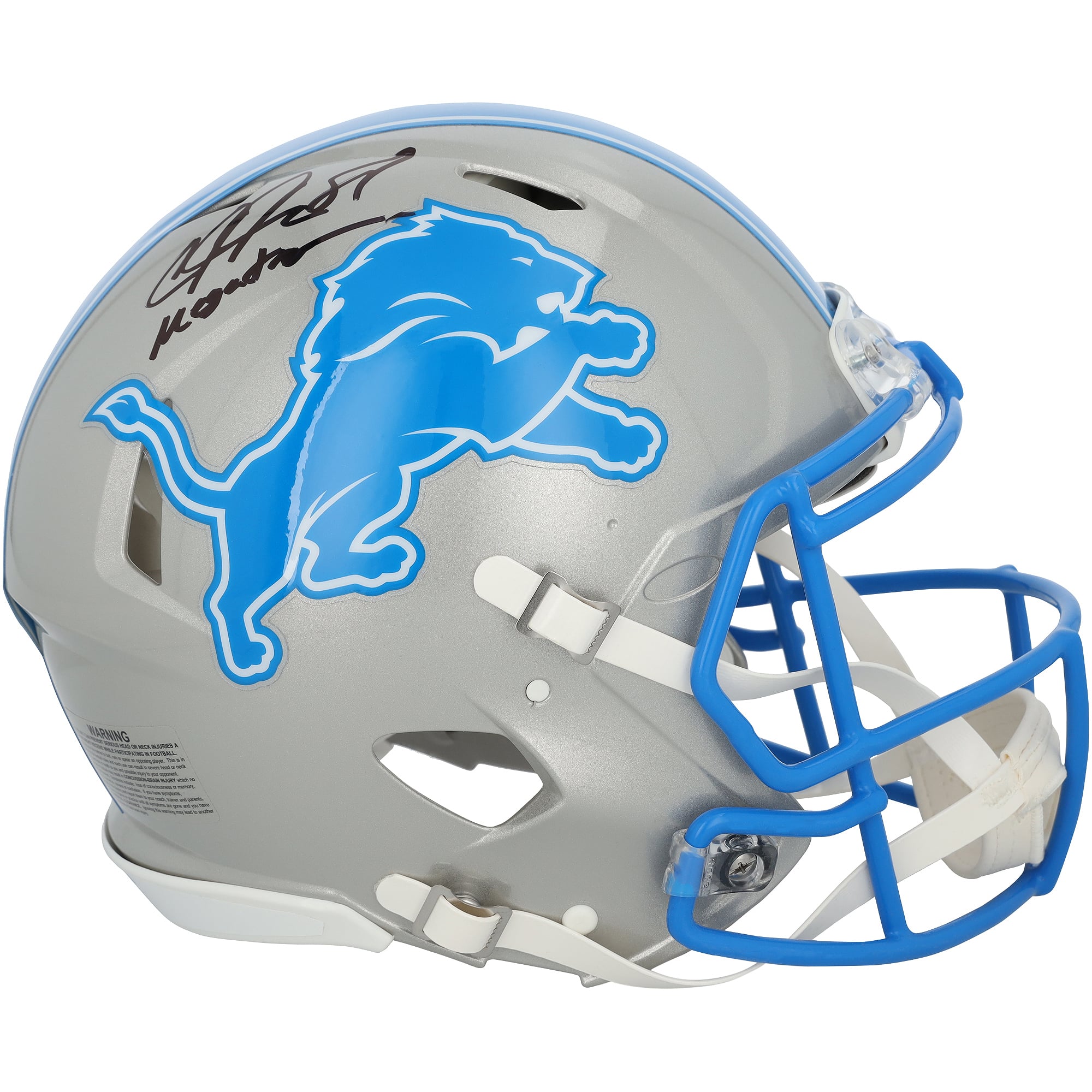 Casque Riddell Speed ​​Authentic 2024 autographié par Calvin Johnson (Detroit Lions) avec inscription « Megatron »