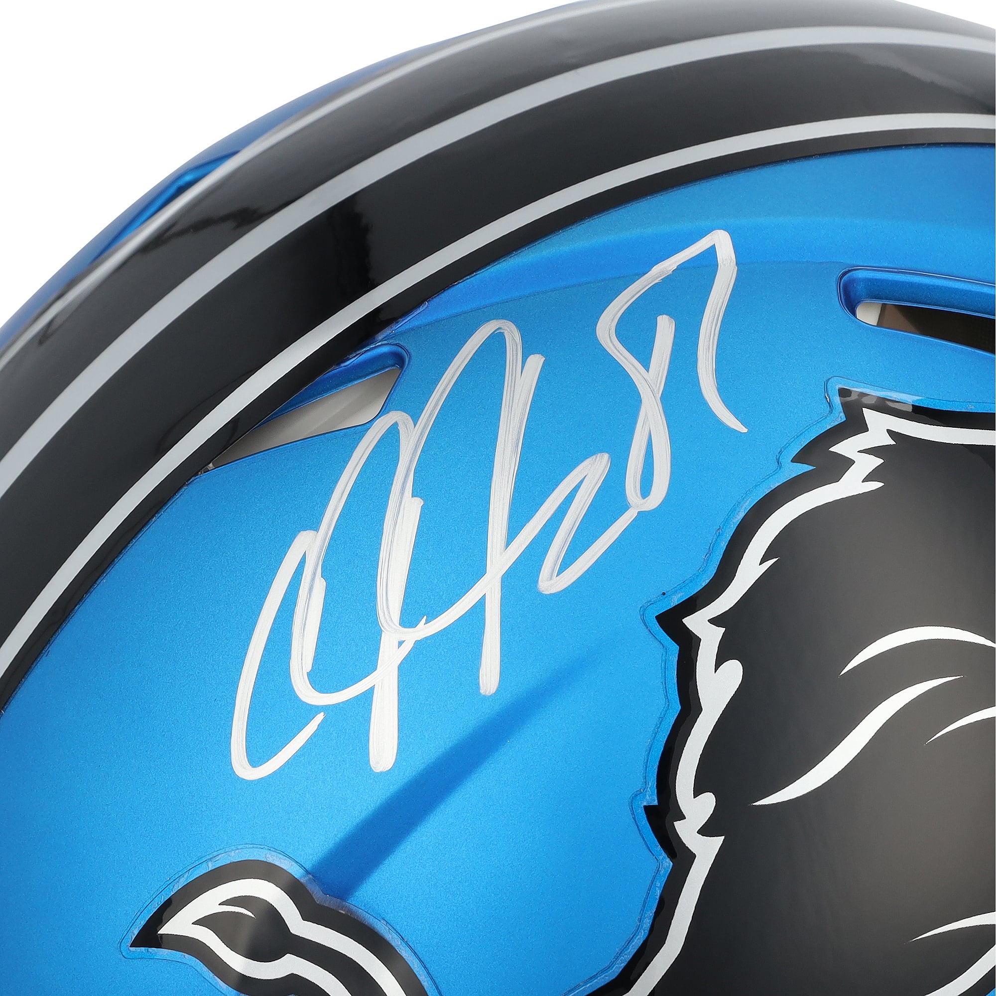 Casque Riddell Speed ​​Authentic 2024 autographié par Calvin Johnson (Detroit Lions)