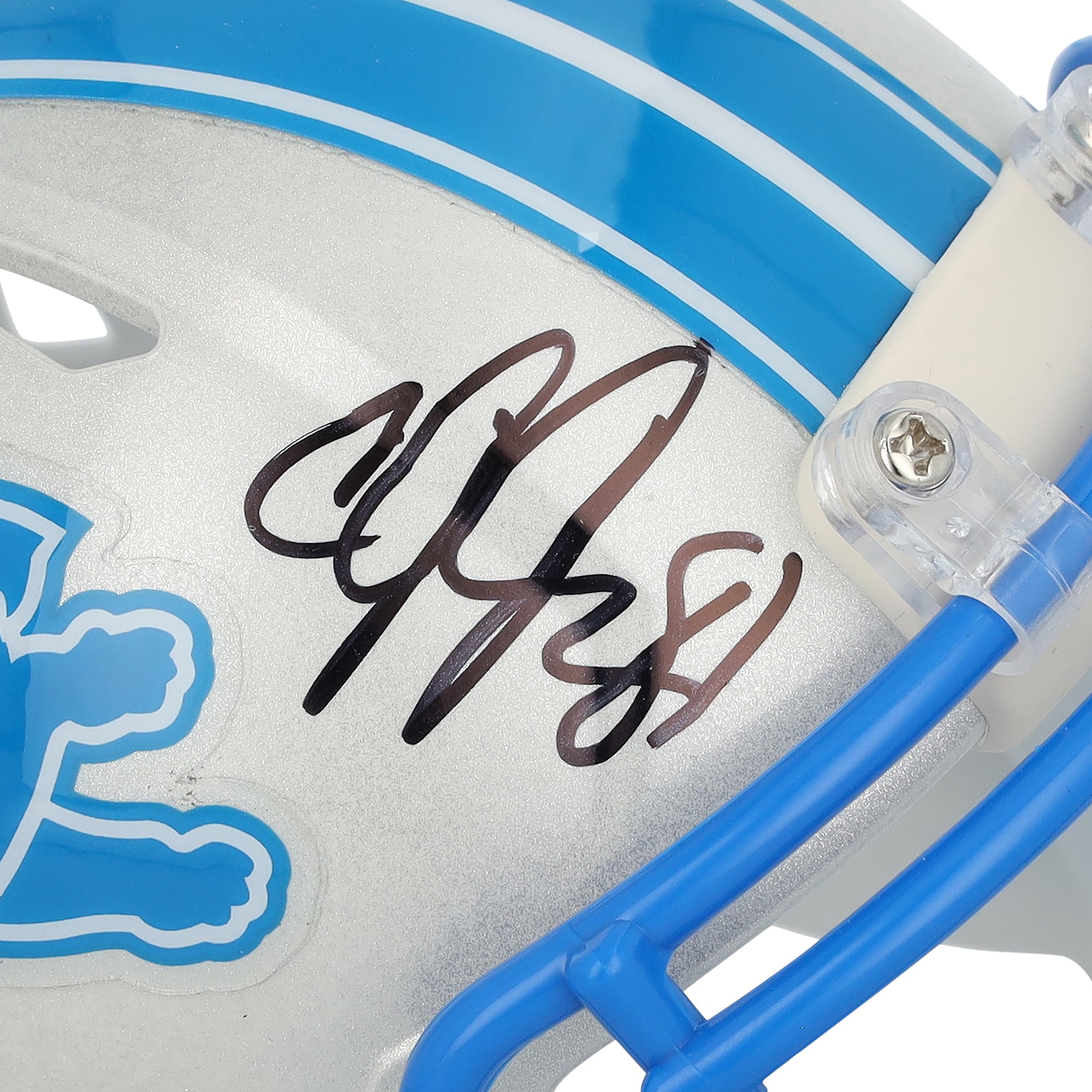 Casque miniature Riddell Speed ​​2024 autographié par Calvin Johnson (Detroit Lions)