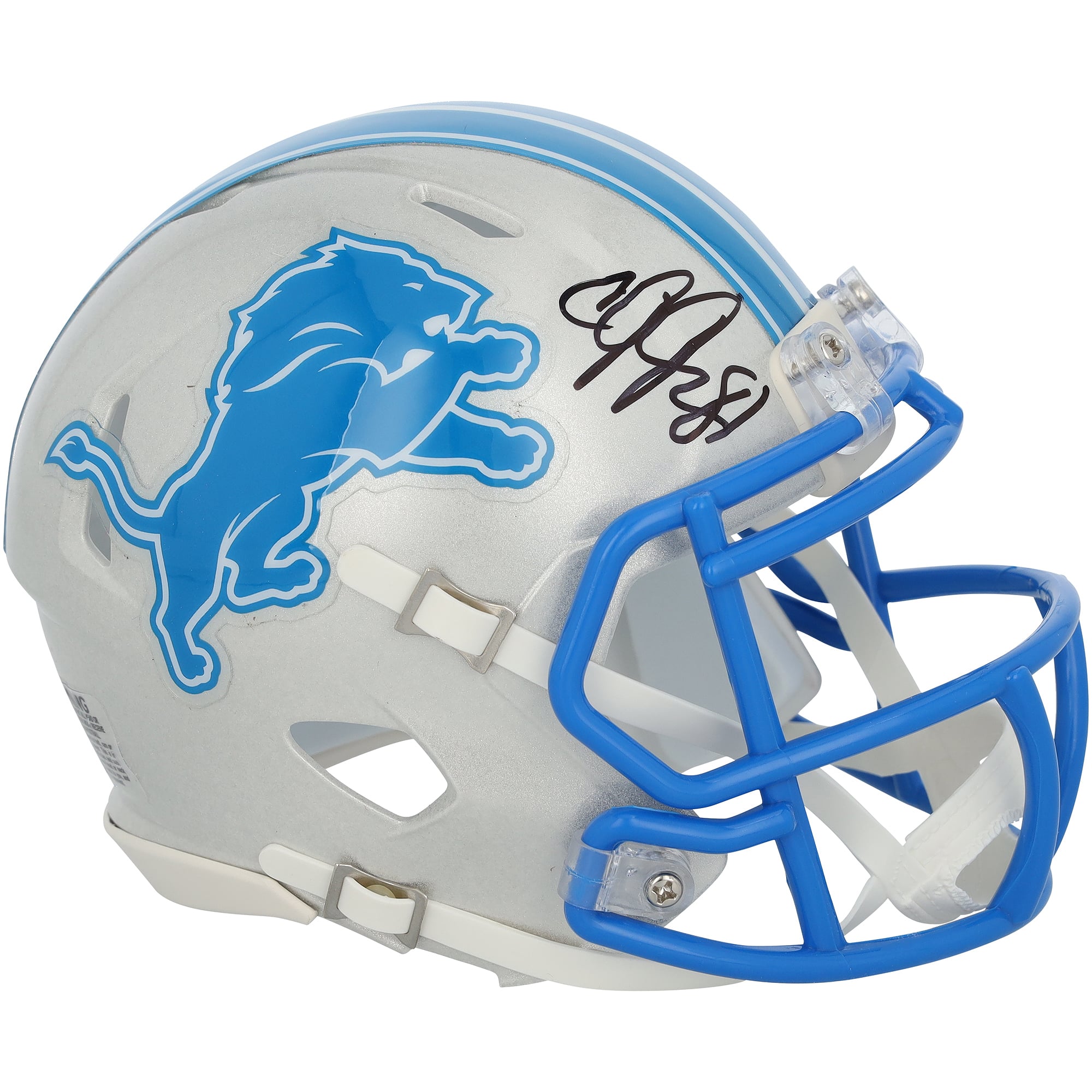 Casque miniature Riddell Speed ​​2024 autographié par Calvin Johnson (Detroit Lions)