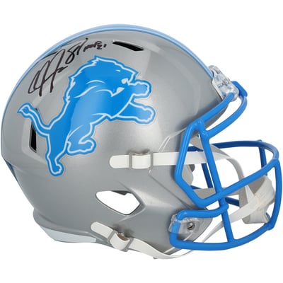 Calvin Johnson Detroit Lions Autographed Fanatics Authentic Riddell 2024 Speed Replica Helmet with "HOF 21" Inscription