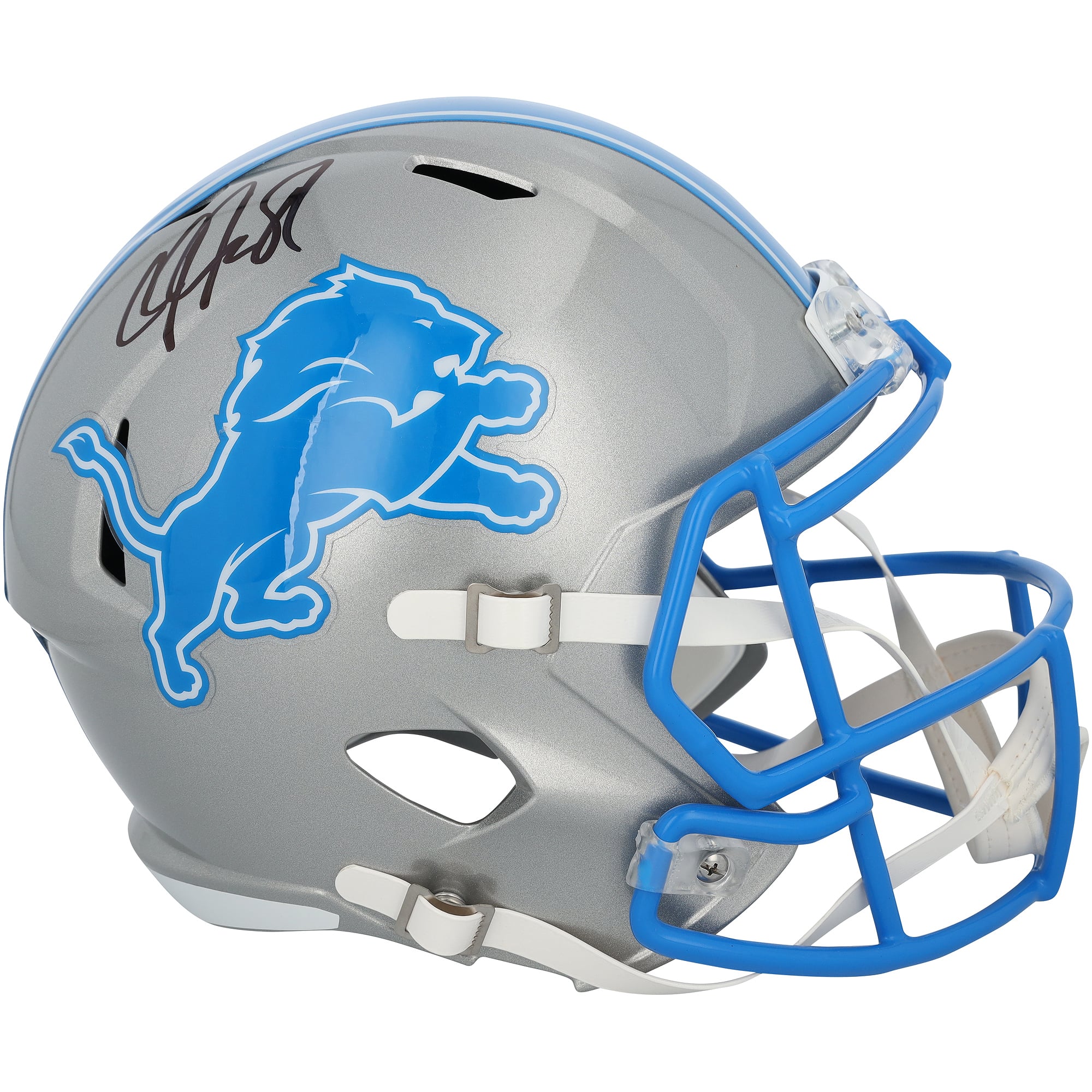 Casque réplique Riddell Speed ​​2024 autographié par Calvin Johnson (Detroit Lions)