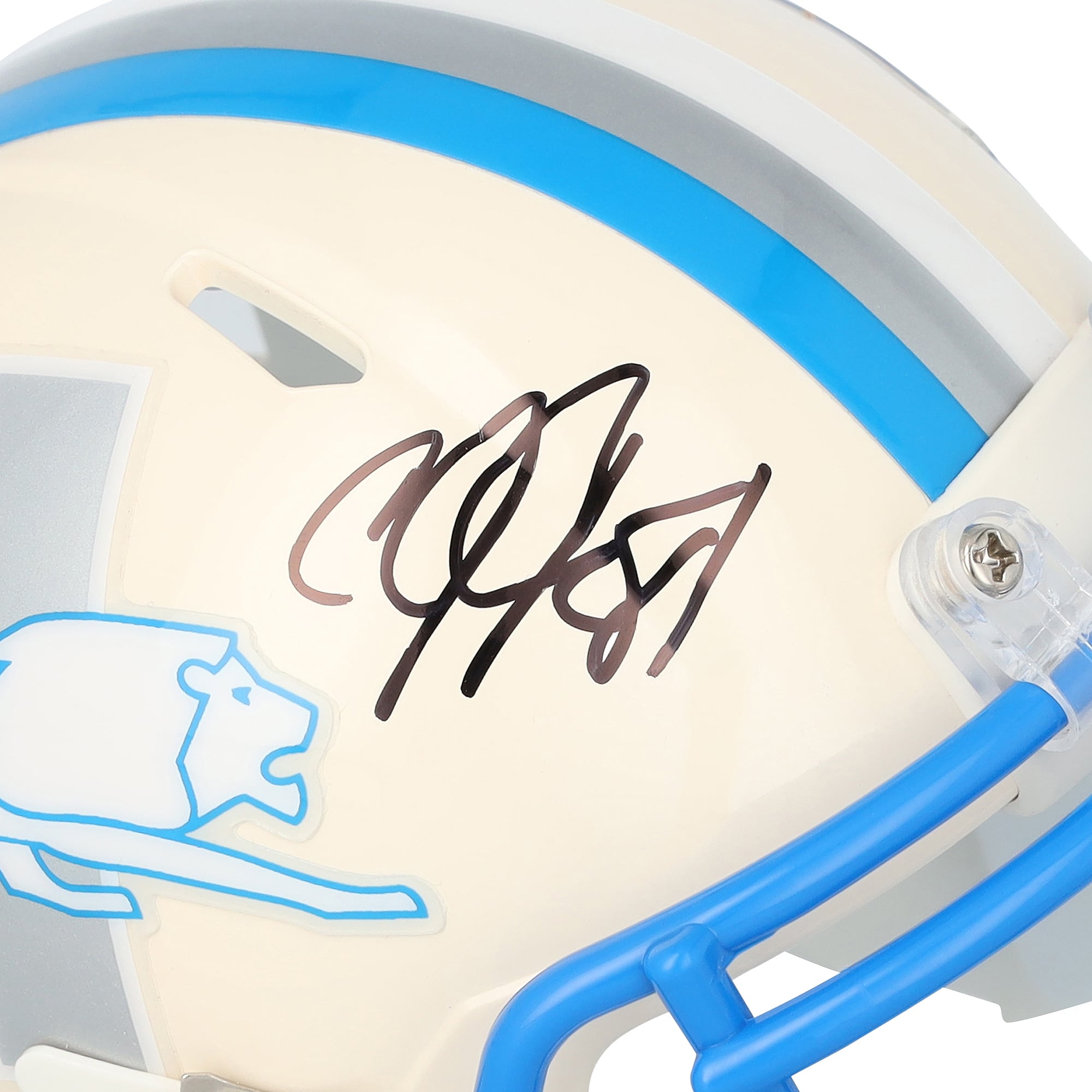 Mini-casque Riddell Retro Speed ​​autographié par Calvin Johnson (Detroit Lions)