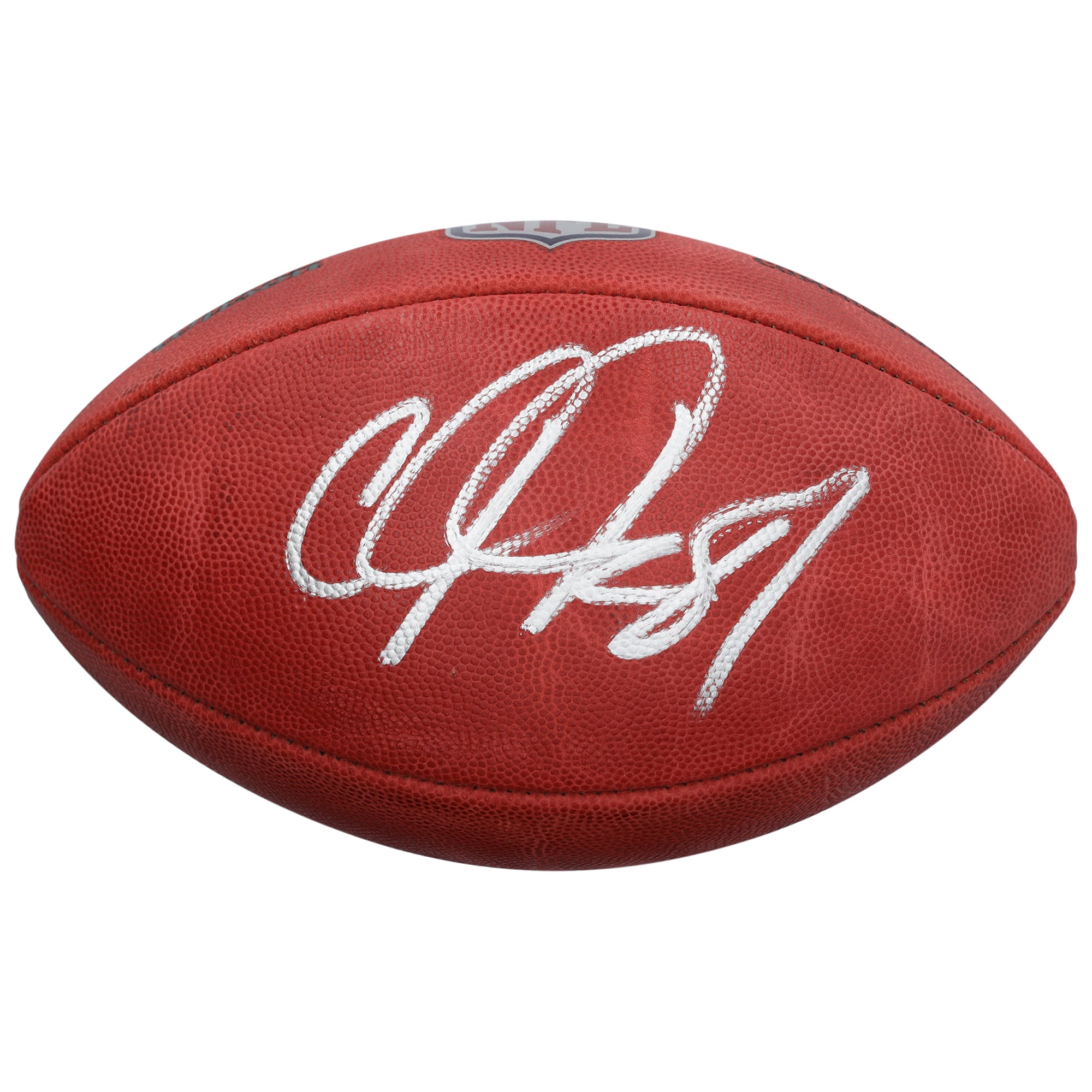 Ballon de football Wilson Duke en couleur autographié par Calvin Johnson des Detroit Lions