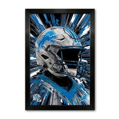 Detroit Lions 27" x 39" Framed Football Helmet Hyper Speed Art Print