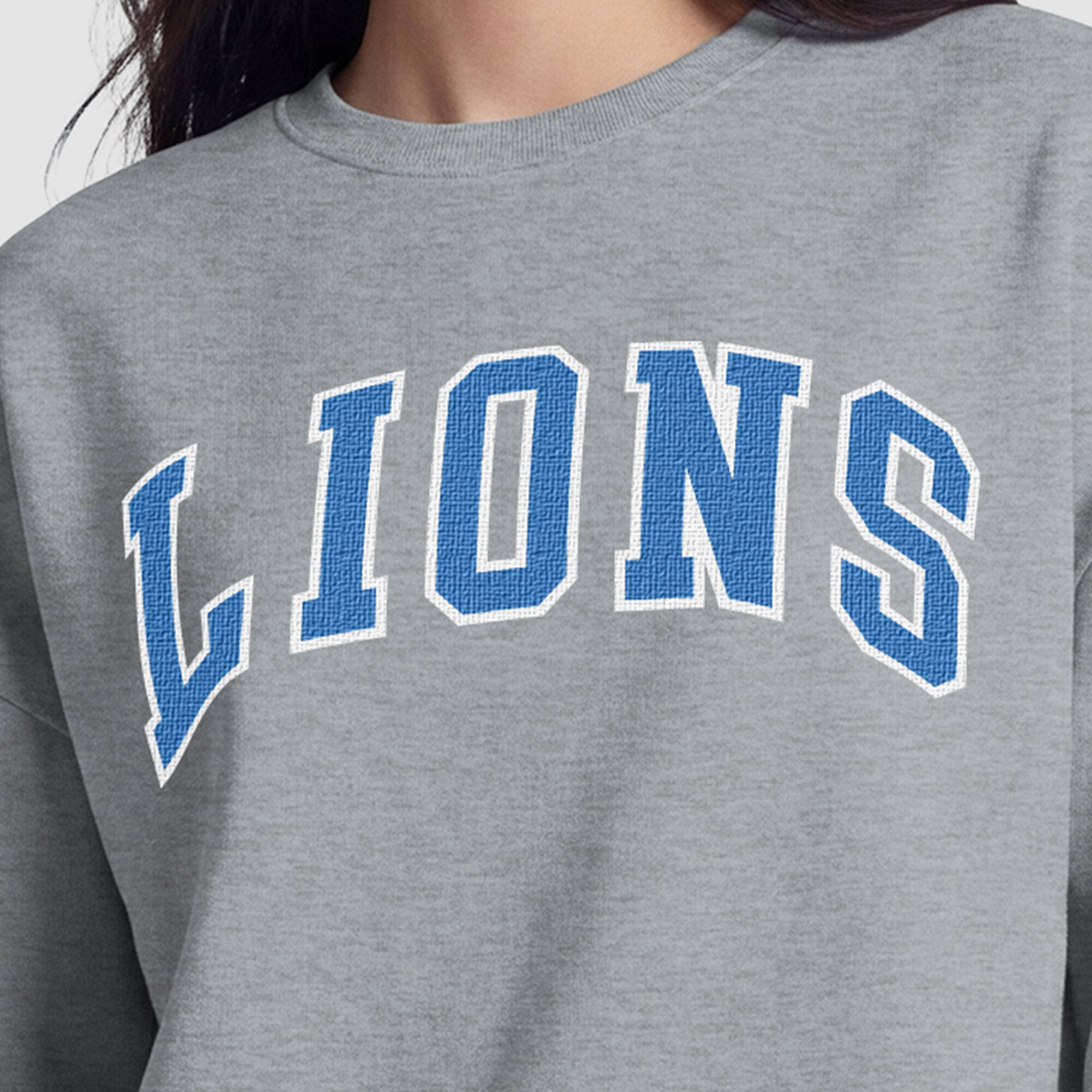Detroit Lions Champion Women's Contrast Lined Sweatshirt - Heather Gray